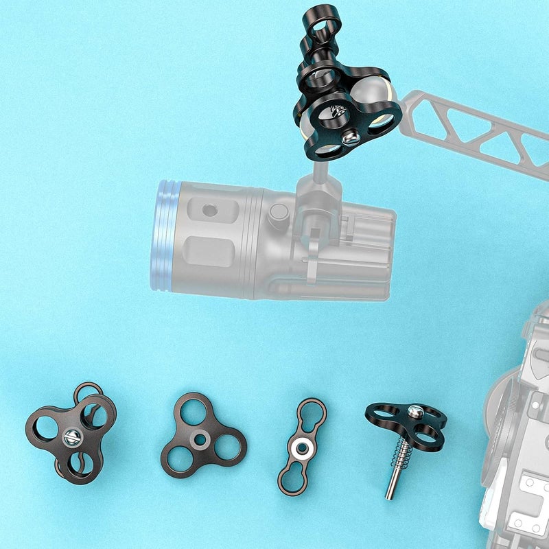 Seafrogs Triple Ball Clamp Diving Camera Bracket Aluminum Spring Flashlight Clamp for Diving Underwater Photography System CP-4 - Image 4